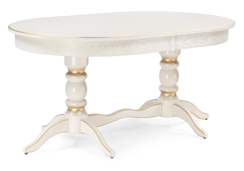 Стол деревянный Дейвер 160(220)х100 слоновая кость / золото (100x76). 