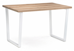 Стол деревянный Лота Лофт 120 25 мм дуб делано светлый / белый матовый (75x75)