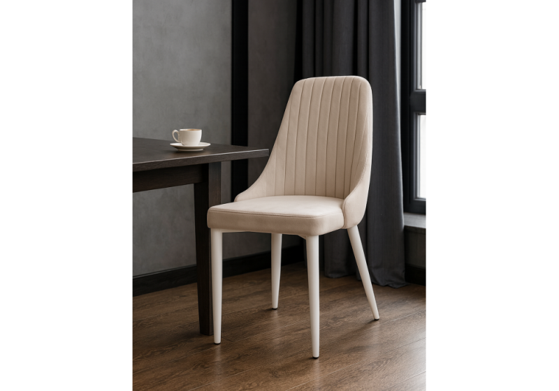 Стул на металлокаркасе Kora white / beige (47x57x89)