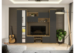 Готовая гостиная Бертелена дуб крафт серый / серый графит (240x45x210)