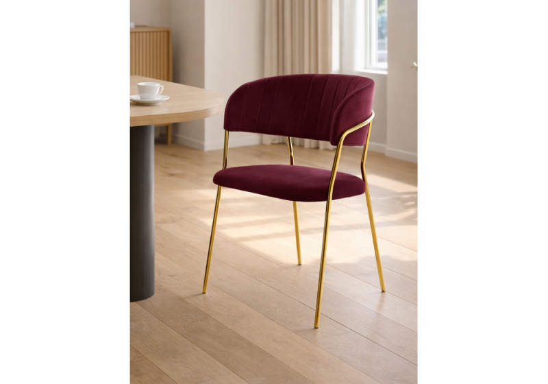 Стул на металлокаркасе Kamelia 1 wine red / gold (60x52x79)