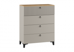 Комод Ника 4Я ПВШ бежевый мат-05 / кашемир / дуб делано (80x41x101,6)