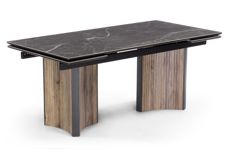 Керамический стол Саливан 180x90 nero marquina / дуб бомонд лофт (90x77). 