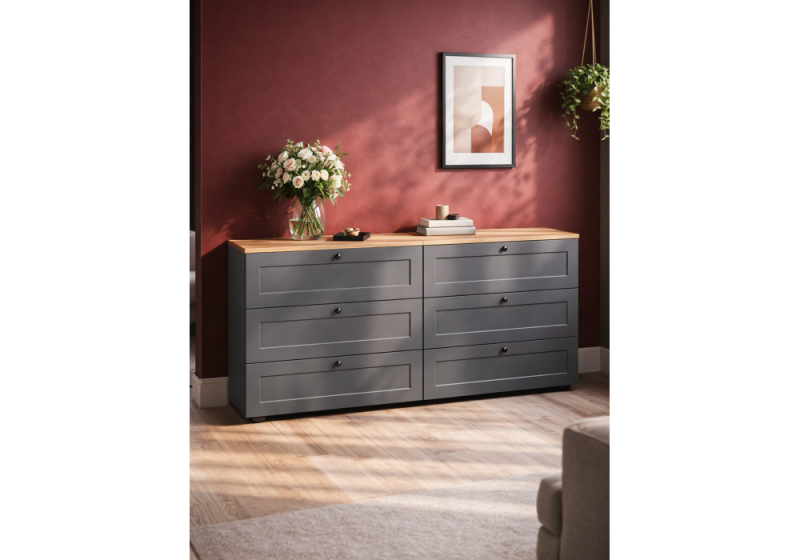 Комод Опра 16.240 серый графит / дуб золотой craft (160,1x41,9x75,4)