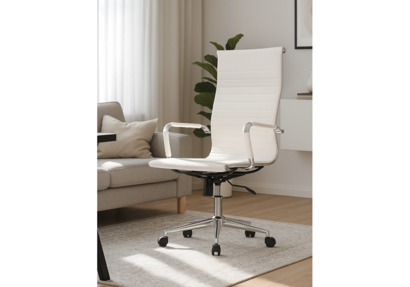 Компьютерное кресло Reus pu white / chrome (60x56x104)