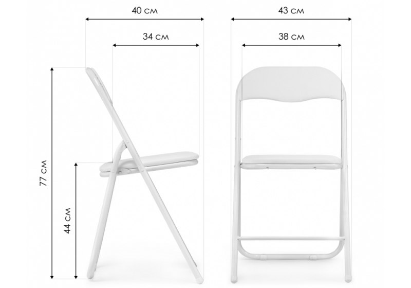 Стул на металлокаркасе Fold 1 складной white / chrome (43x40x77)